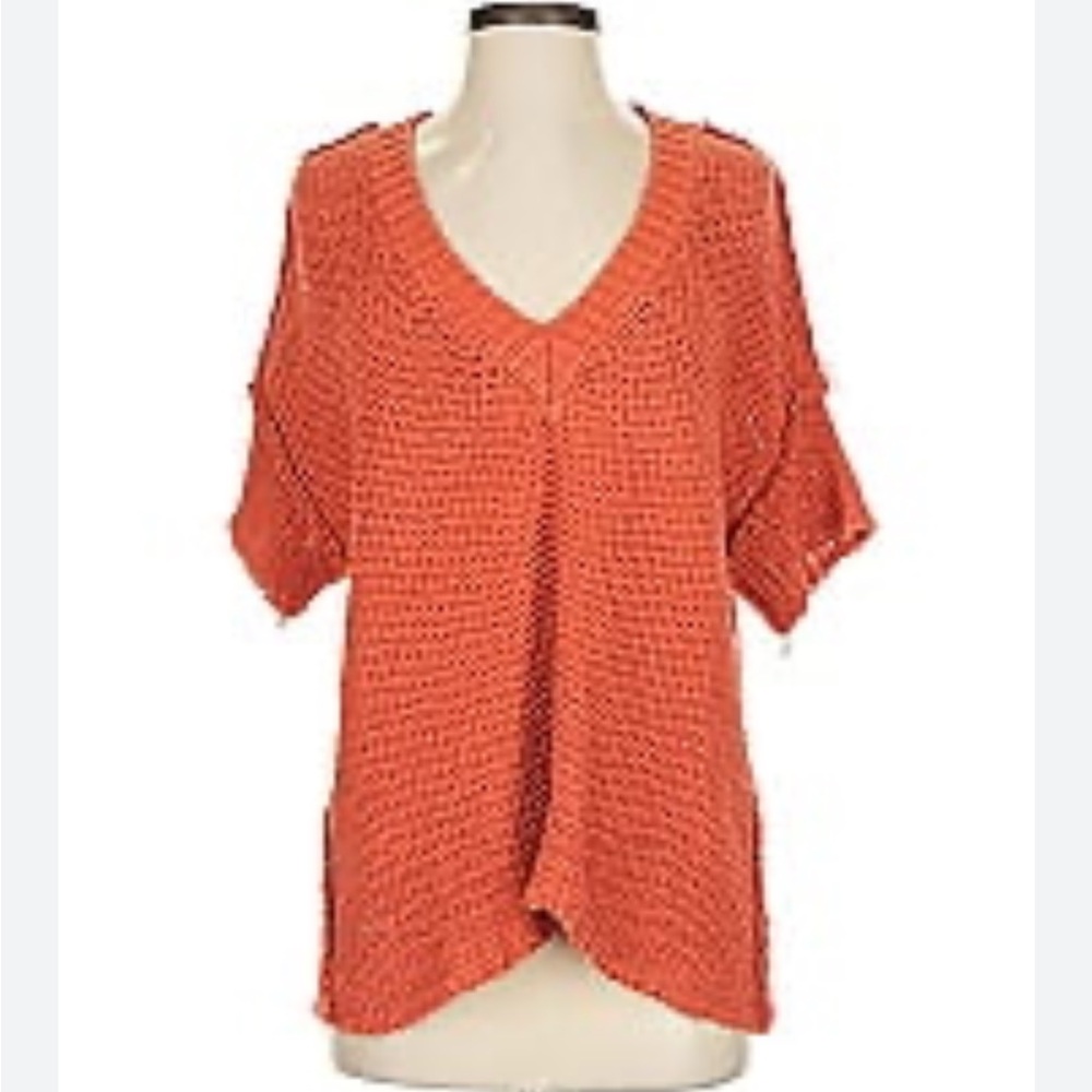 Free People Beach Terracotta Knit V-Neck Sweater Top XS